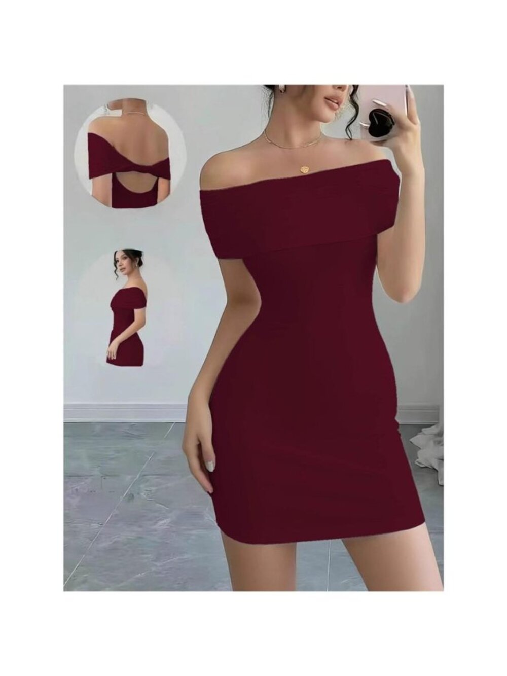 Off-Shoulder Bodycon Mini Dress - Picture 3 of 8